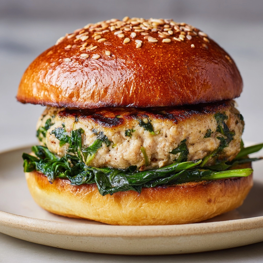 White Cheddar and Spinach Chicken Burgers Recipe