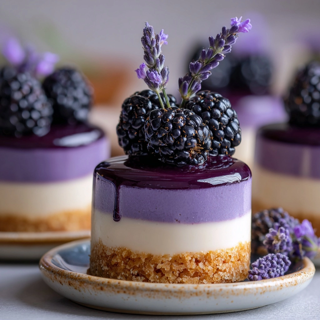 Mini Blackberry Lavender Cheesecakes Recipe - Recipe Image