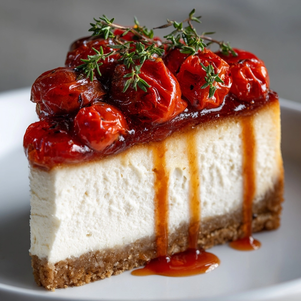 Savory Cheesecake with Roasted Tomato Jam & Parmesan Crust Recipe - Recipe Image