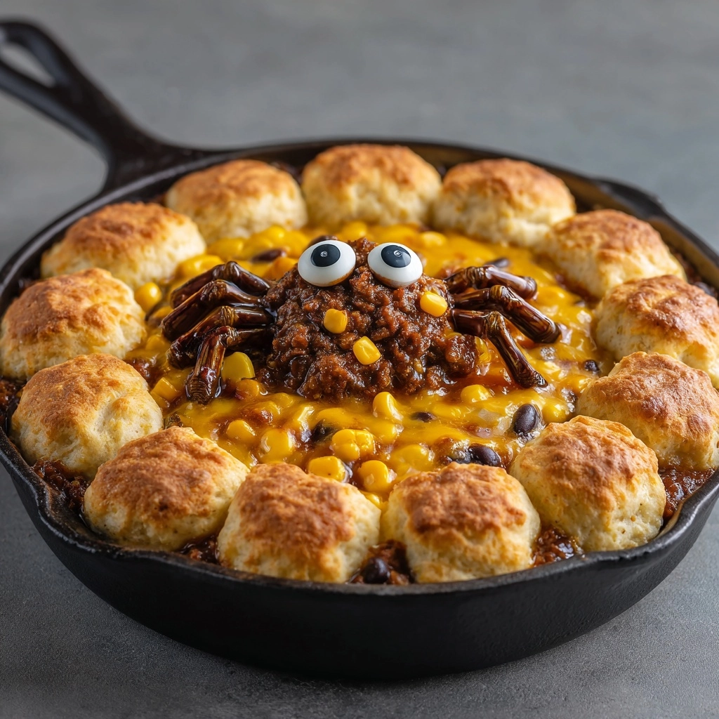 Cauldron of Chili with Spider Breads Recipe - Recipe Image