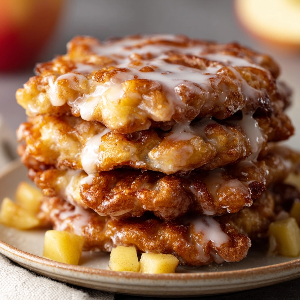 Soft Cinnamon Apple Fritters with Vanilla Glaze Recipe - Recipe Image