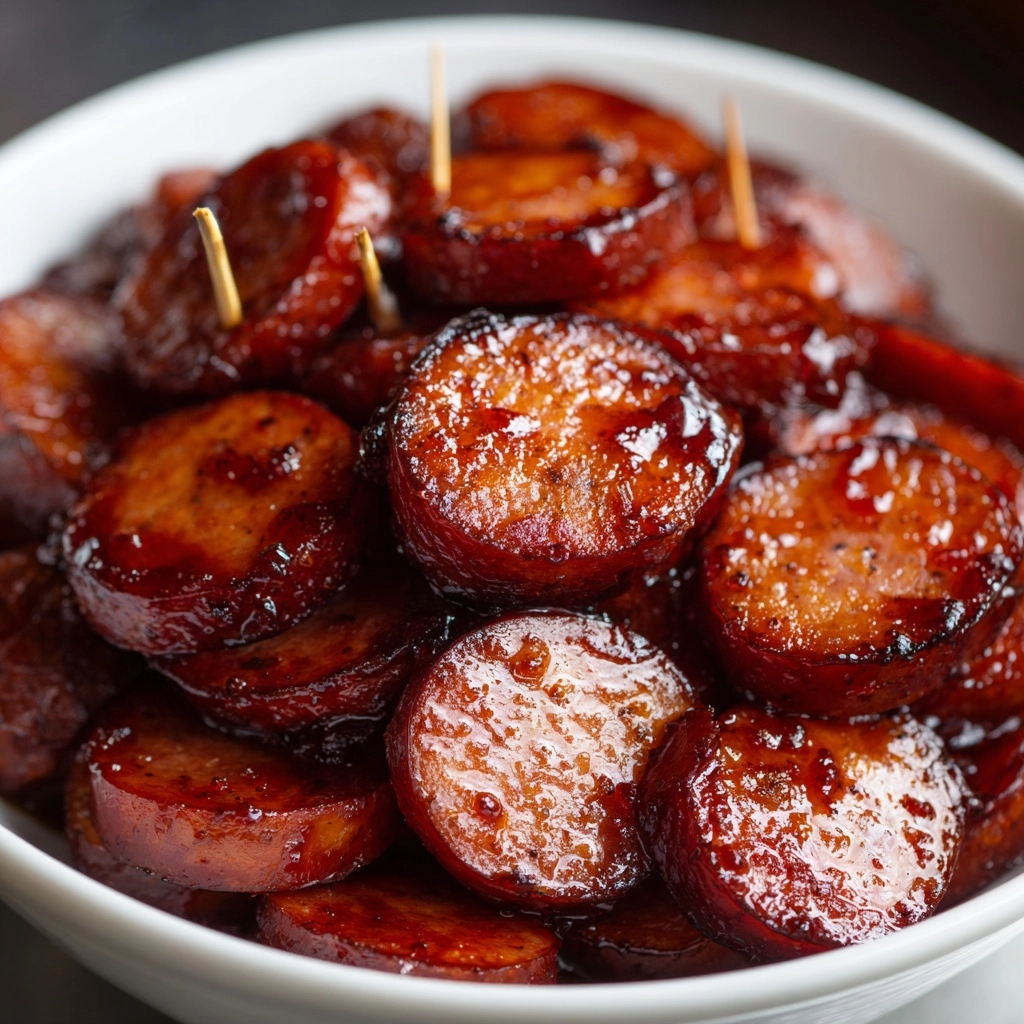 BBQ Smoked Sausage with Charred Peppers and Onions Recipe - Recipe Image