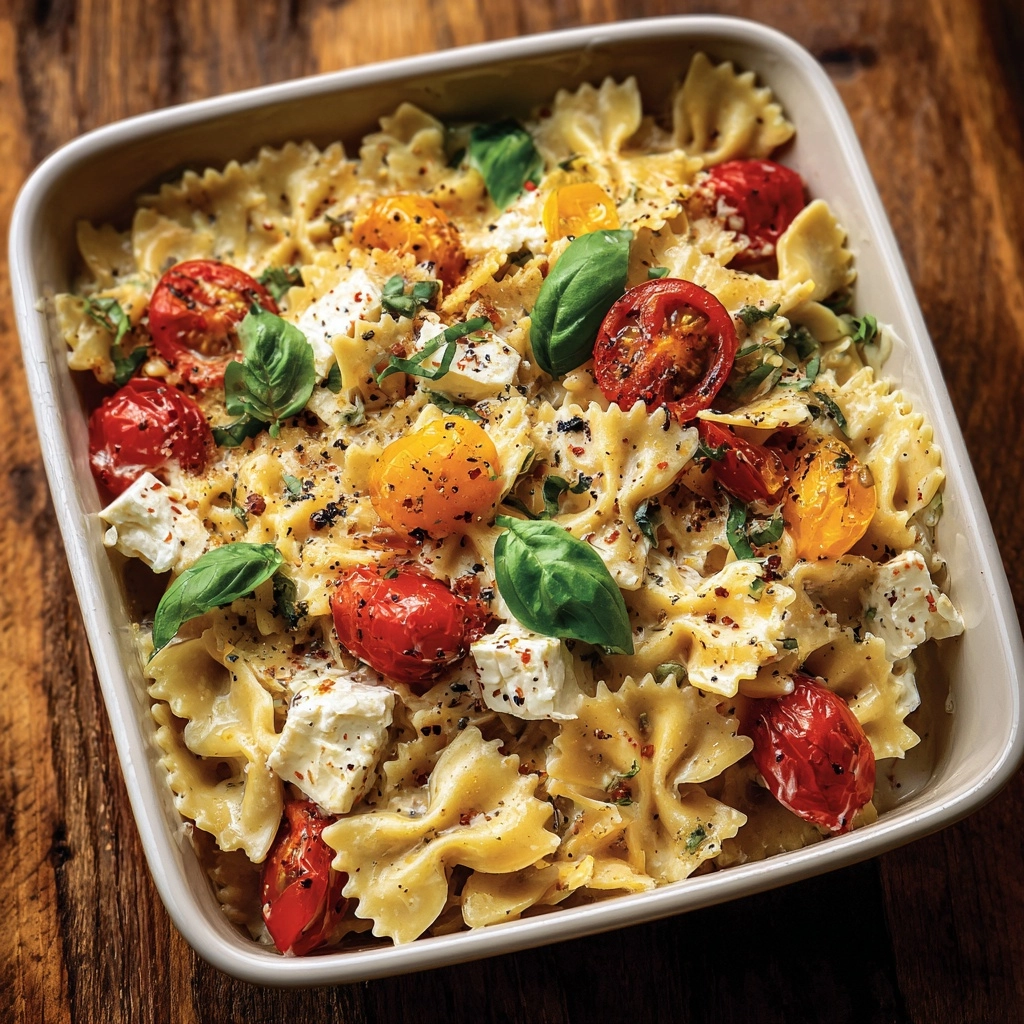 Baked Feta Pasta Recipe with Cherry Tomatoes Recipe - Recipe Image