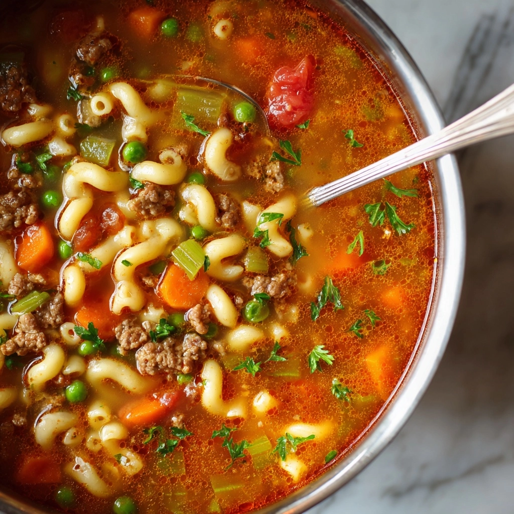 Beef and Macaroni Soup Recipe - Recipe Image