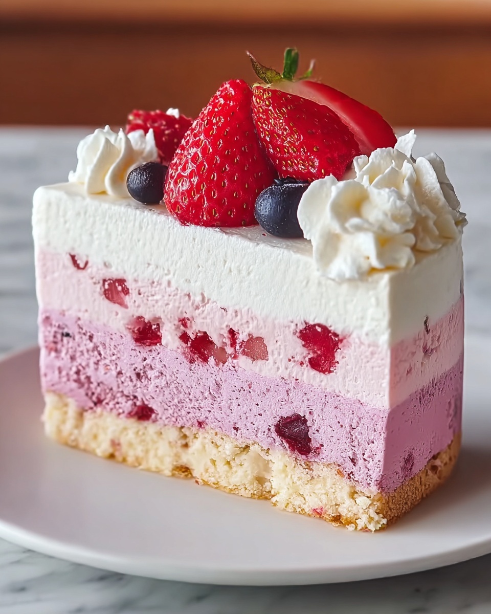 Unicorn No-Bake Strawberry Split Cake Recipe - Recipe Image