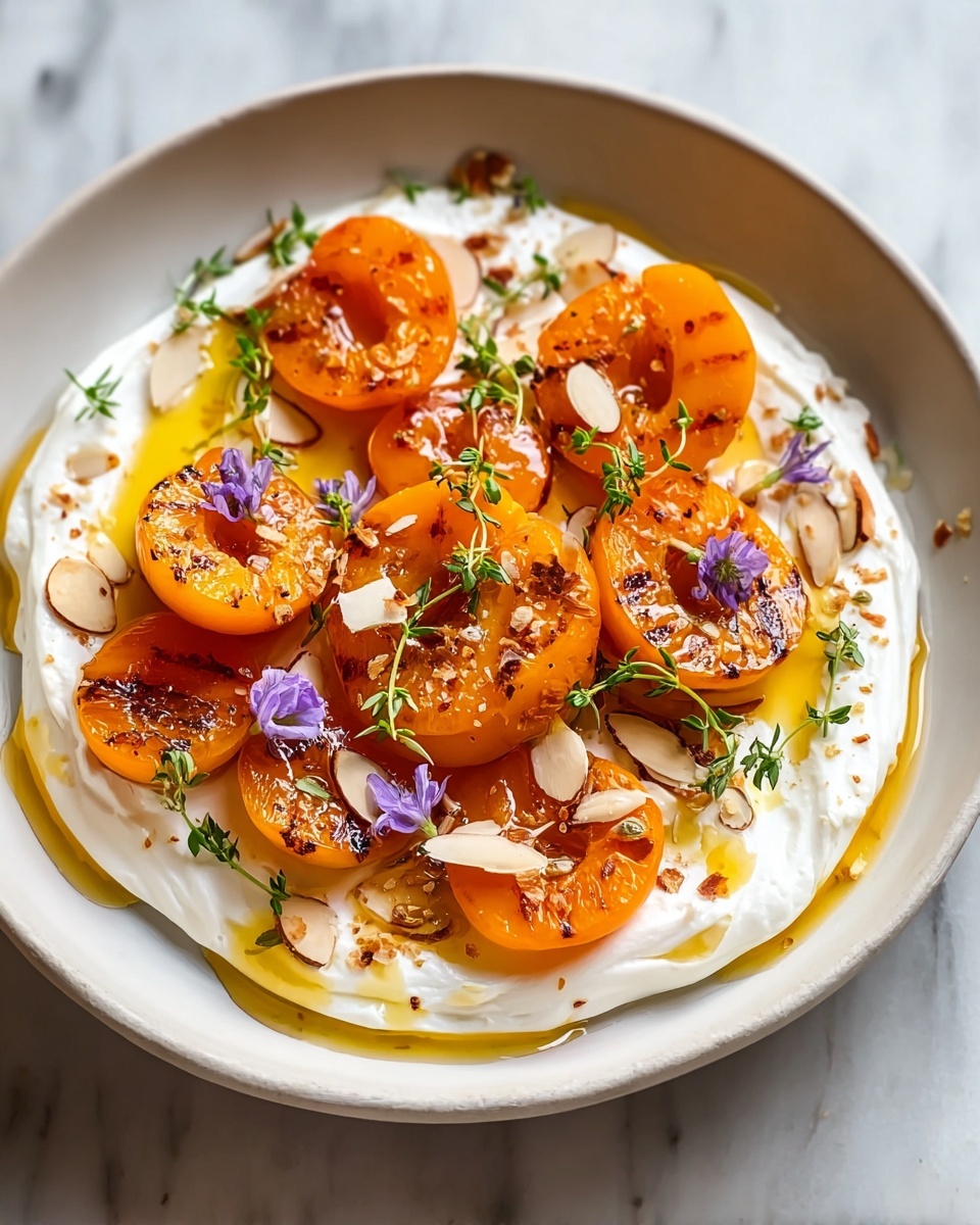 Grilled Apricots with Whipped Goat Cheese & Thyme Honey Recipe - Recipe Image