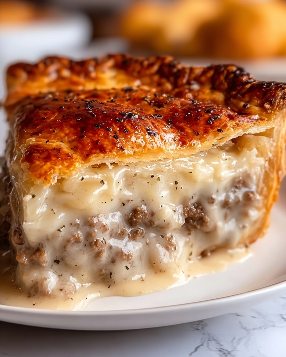 Sausage Gravy and Biscuit Pie Recipe - Recipe Image