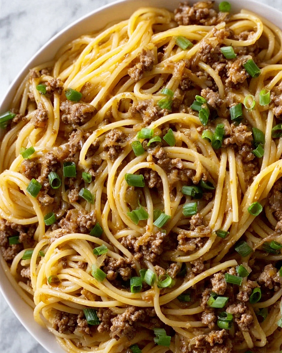 Asian-Style Ground Beef Spaghetti Recipe - Recipe Image