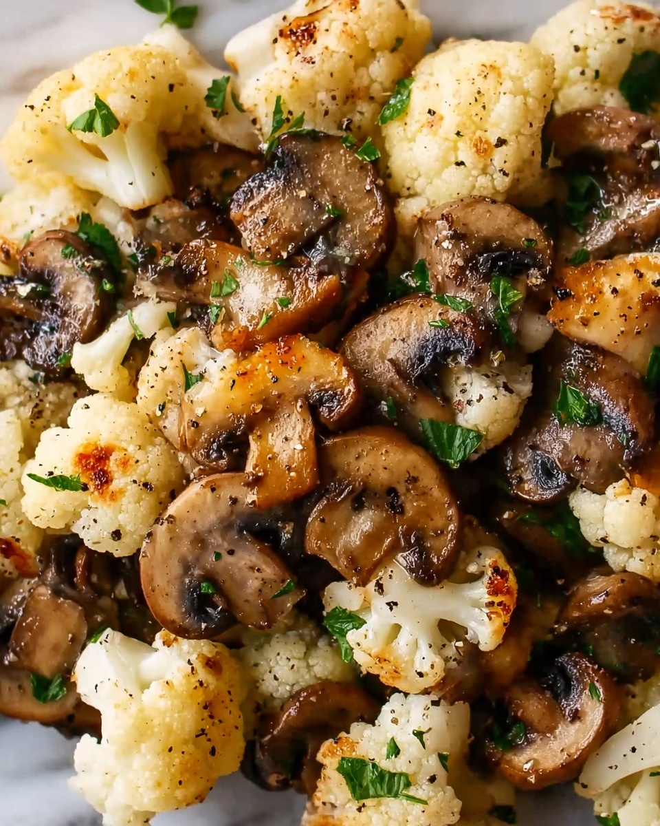 Garlic Mushrooms Cauliflower Skillet Recipe - Recipe Image