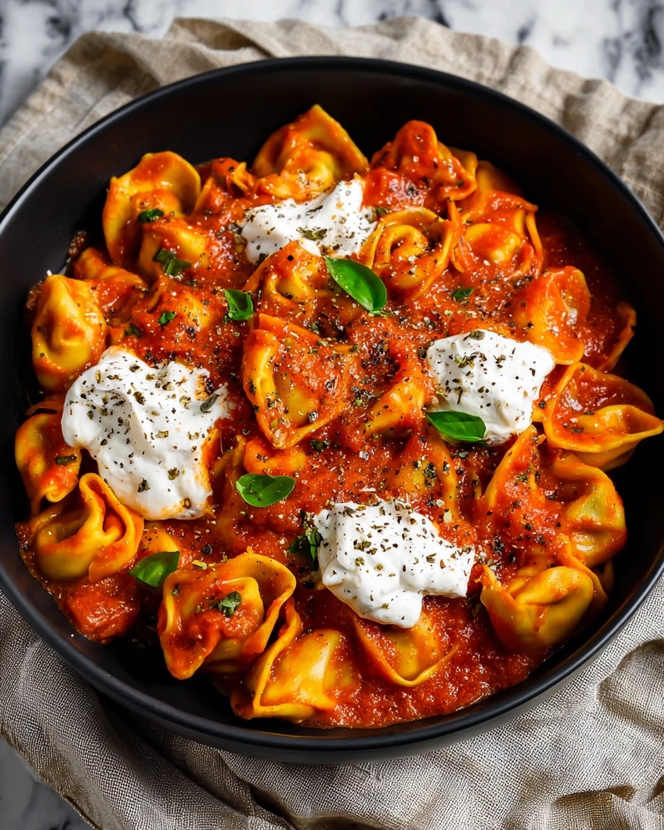 Tortellini with Roasted Red Pepper and Burrata Cream Sauce Recipe - Recipe Image