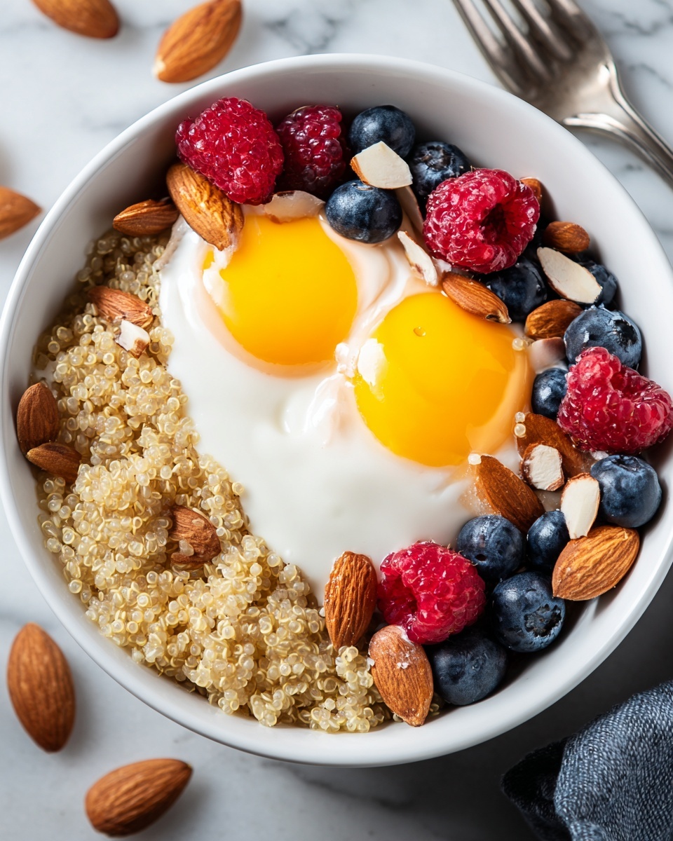 Quinoa Breakfast Bowl with Almonds and Honey Recipe - Recipe Image