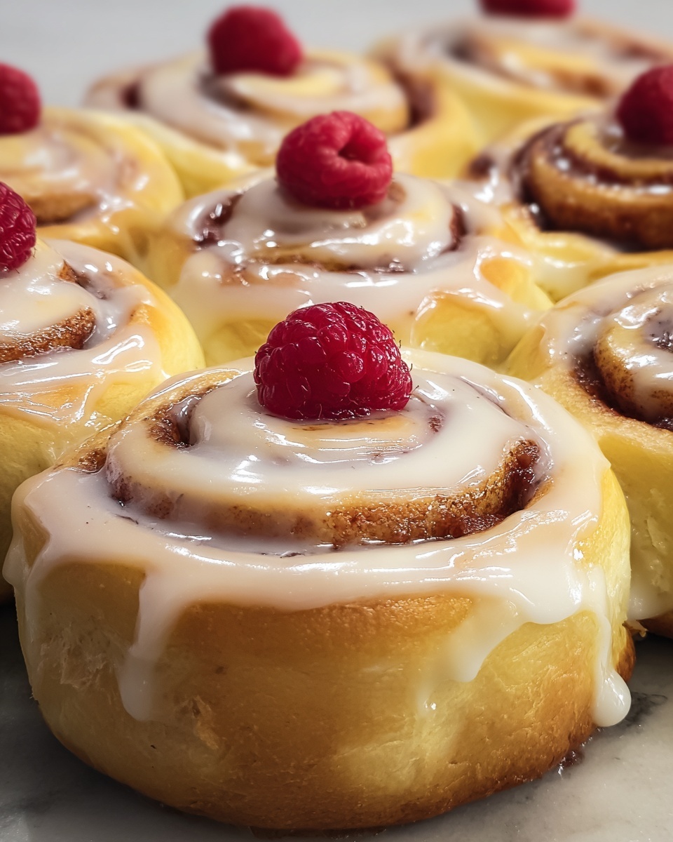 Raspberry Cinnamon Rolls with Lemon Glaze Recipe - Recipe Image