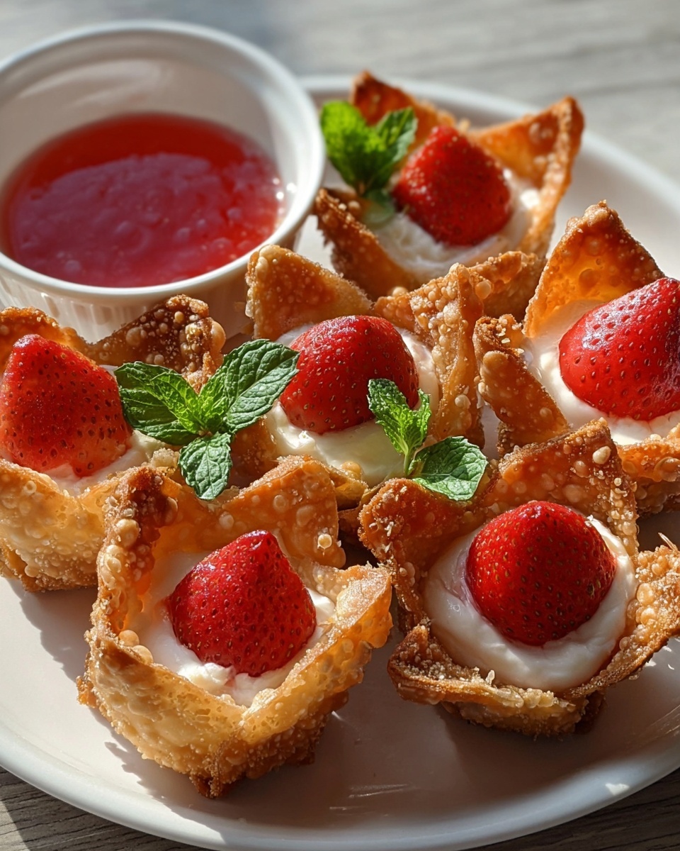 Deep-Fried Strawberry Cheesecake Stuffed Wonton Bites Recipe - Recipe Image