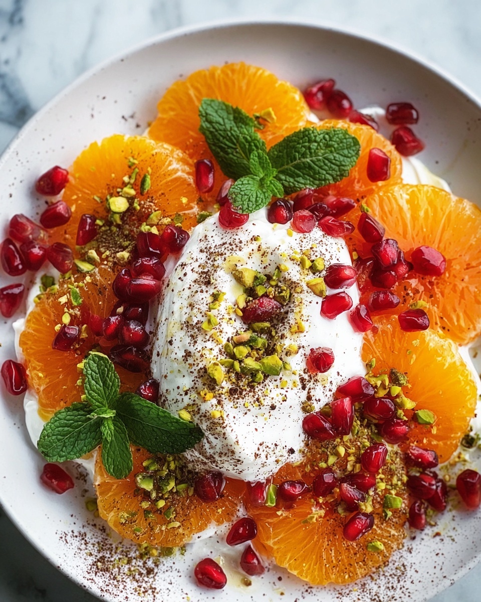 Burrata & Burnt Oranges with Pistachios, Mint & Pomegranate Recipe - Recipe Image