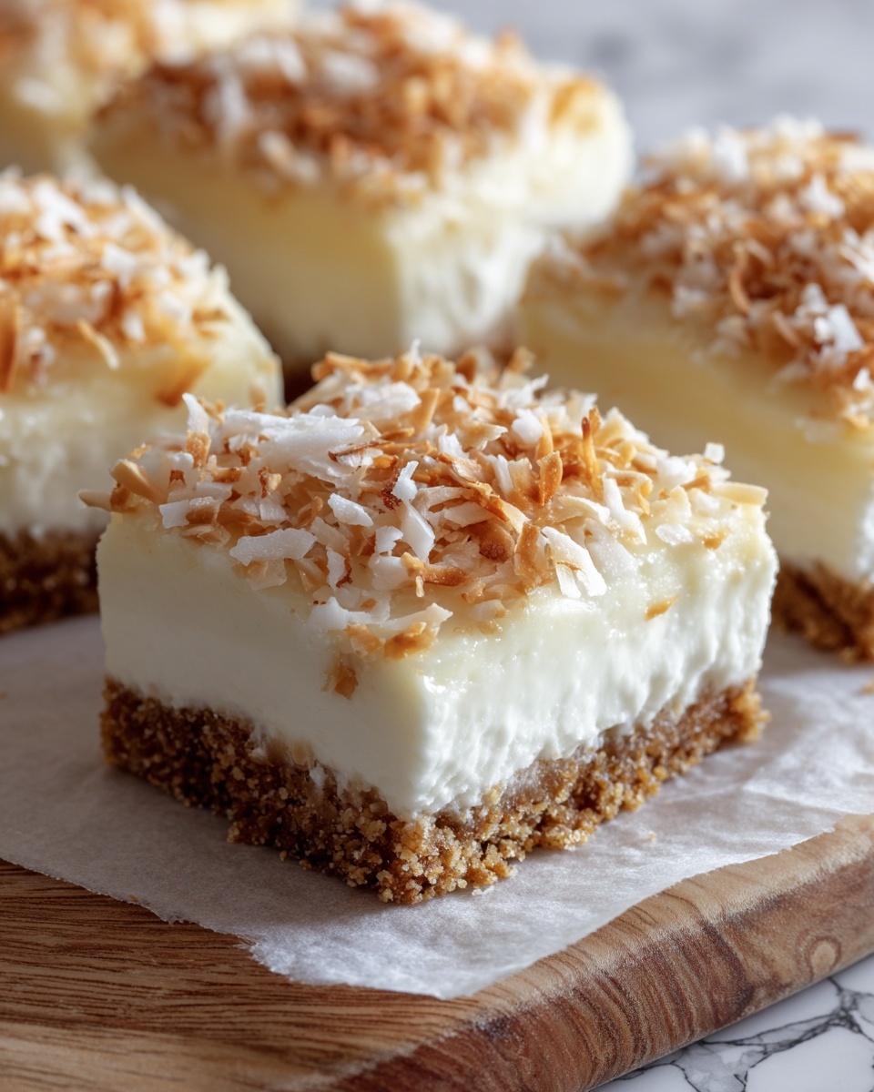 Skinny Coconut Cheesecake Bars Recipe - Recipe Image