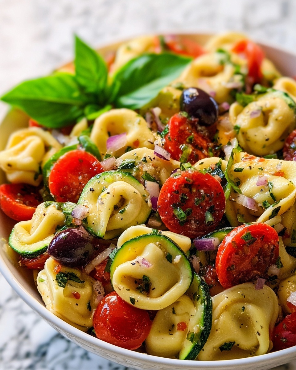 Zesty Italian Tortellini & Veggie Pasta Salad Recipe - Recipe Image