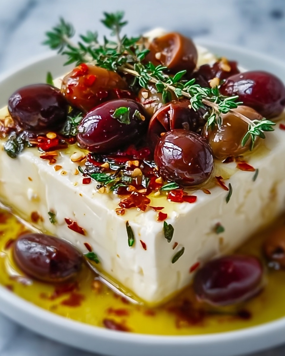 Baked Feta with Olives and Sun-Dried Tomatoes Recipe - Recipe Image