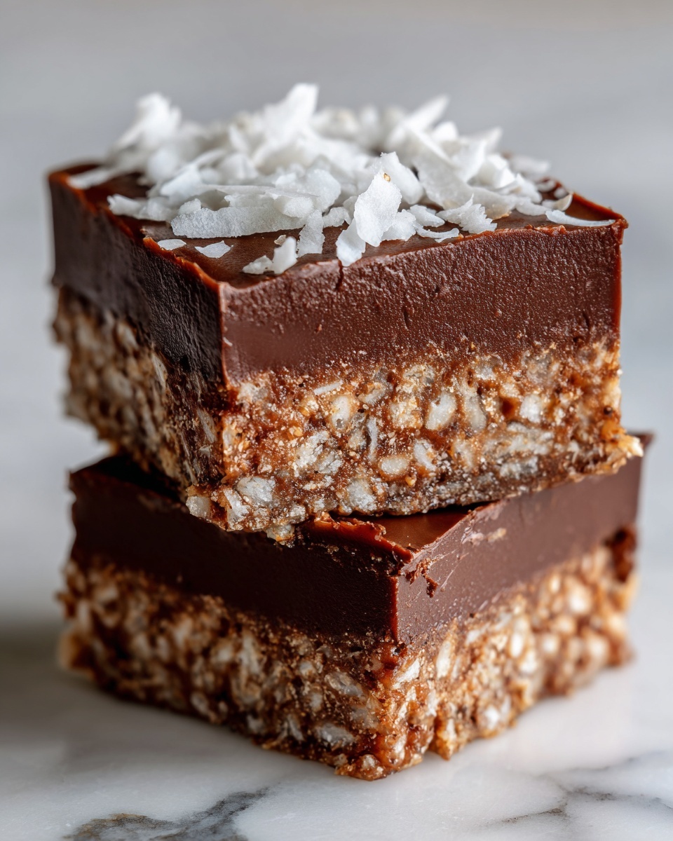 No-Bake Chocolate Coconut Slice Recipe - Recipe Image