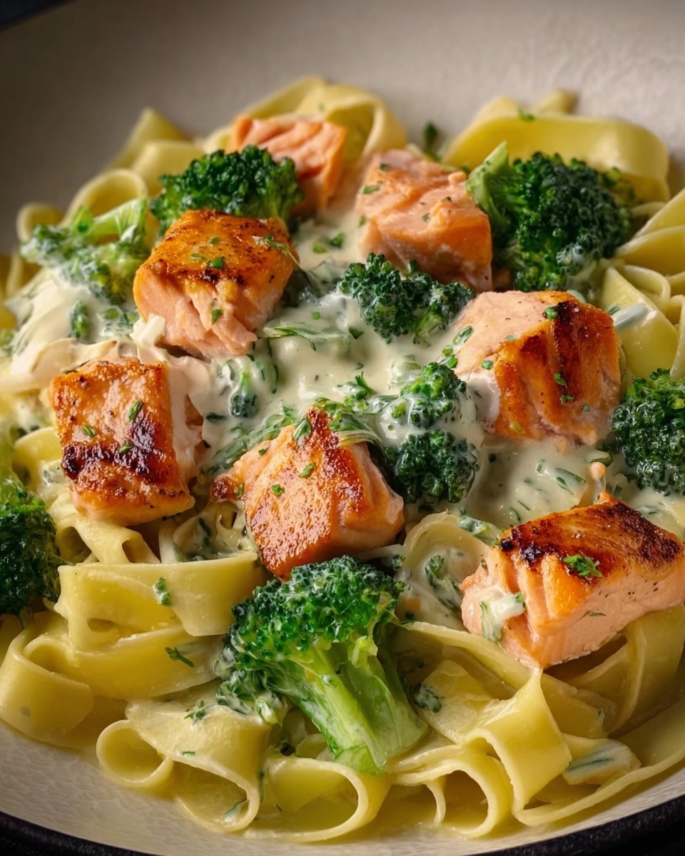 Creamy Pasta with Salmon and Broccoli Recipe - Recipe Image