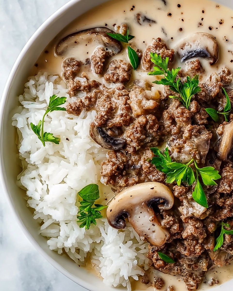Ground Beef Stroganoff and Rice Recipe - Recipe Image