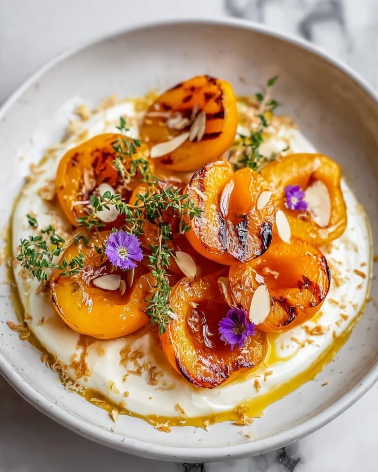 Grilled Apricots with Whipped Goat Cheese & Thyme Honey Recipe