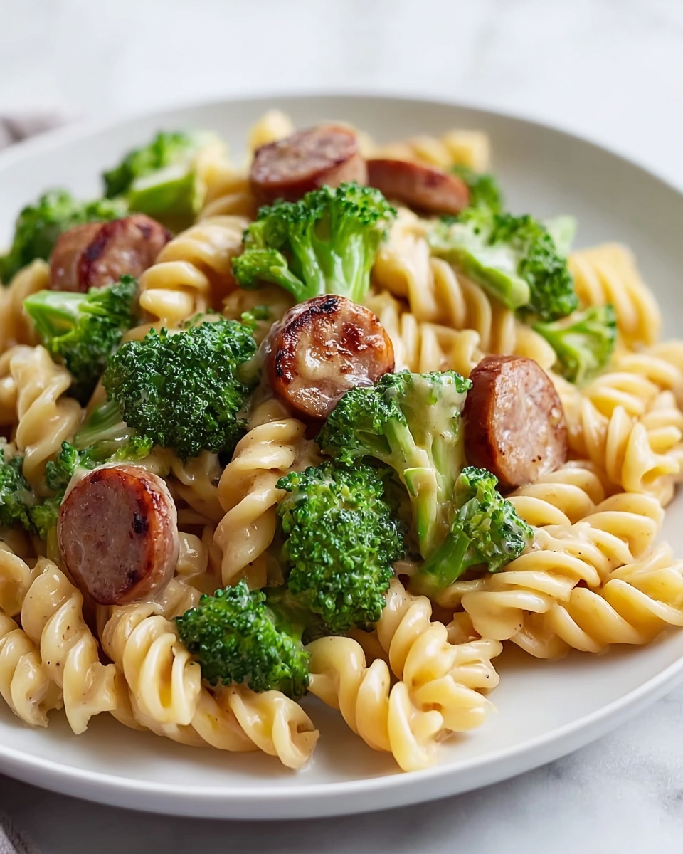 One-Pot Cheesy Smoked Sausage and Broccoli Pasta Recipe - Recipe Image