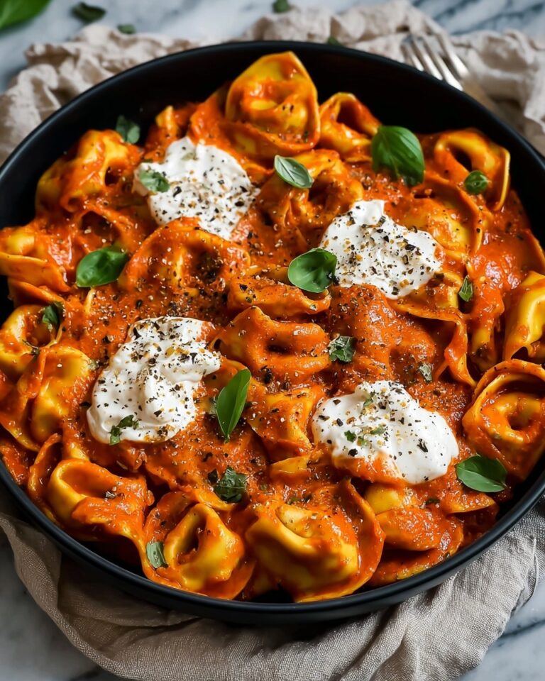 Tortellini with Roasted Red Pepper and Burrata Cream Sauce Recipe