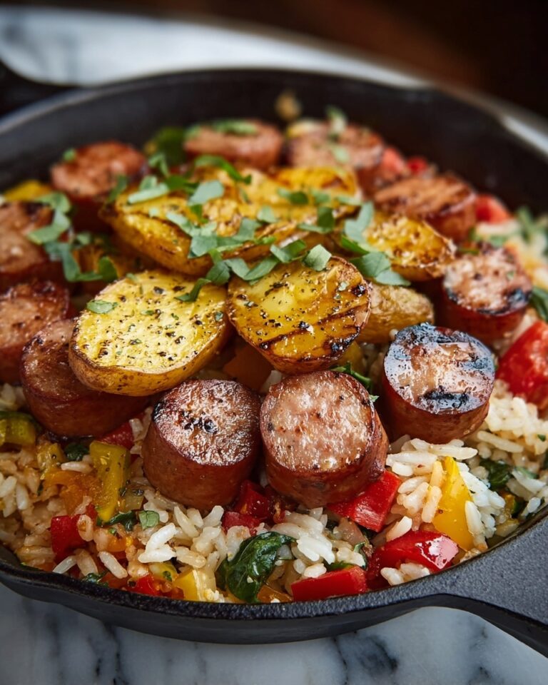 Summer Sausage Skillet with Andouille and Fresh Basil Cilantro Crema Recipe