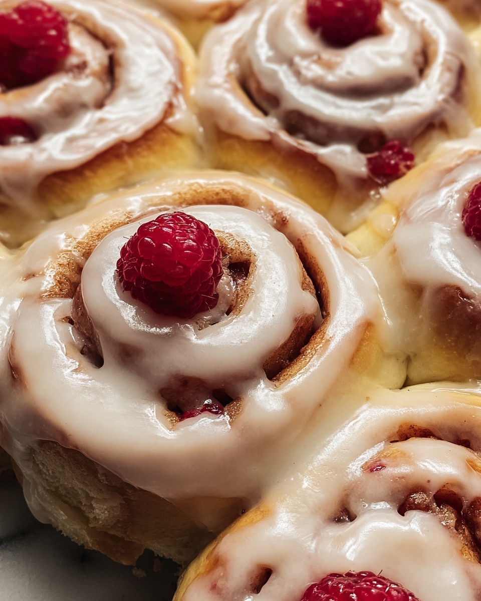 Raspberry Cinnamon Rolls with Lemon Glaze Recipe - Recipe Image