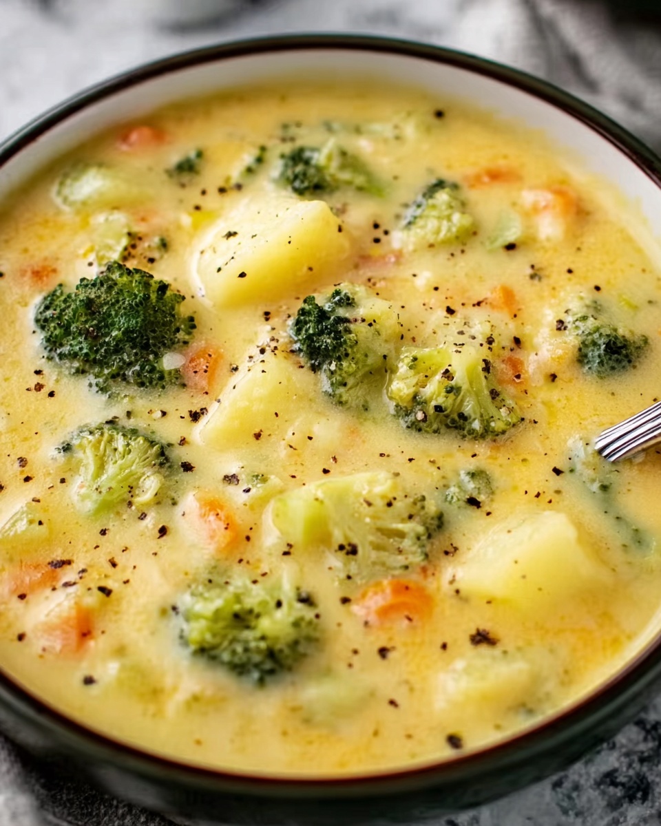 Cheddar Broccoli Potato Soup Recipe - Recipe Image