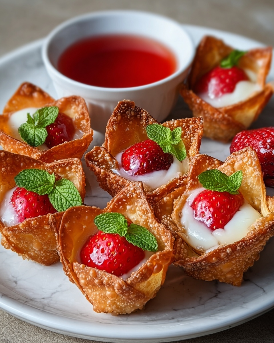 Deep-Fried Strawberry Cheesecake Stuffed Wonton Bites Recipe - Recipe Image