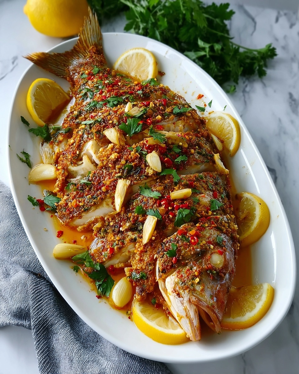 Baked Red Snapper with Garlic and Herbs Recipe - Recipe Image