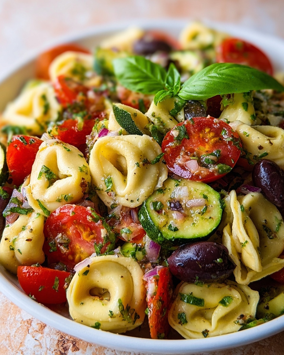 Zesty Italian Tortellini & Veggie Pasta Salad Recipe - Recipe Image