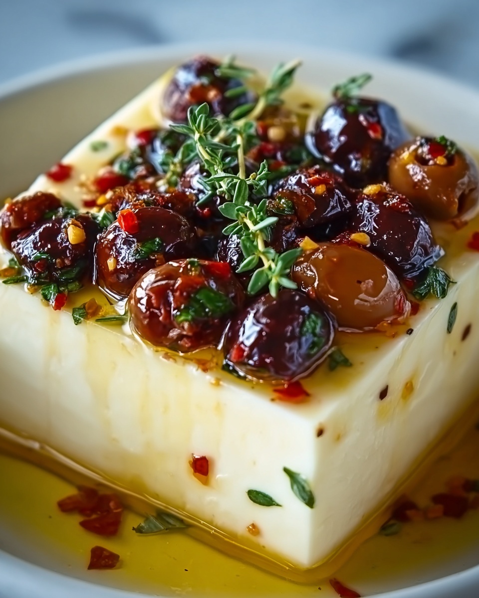 Baked Feta with Olives and Sun-Dried Tomatoes Recipe - Recipe Image