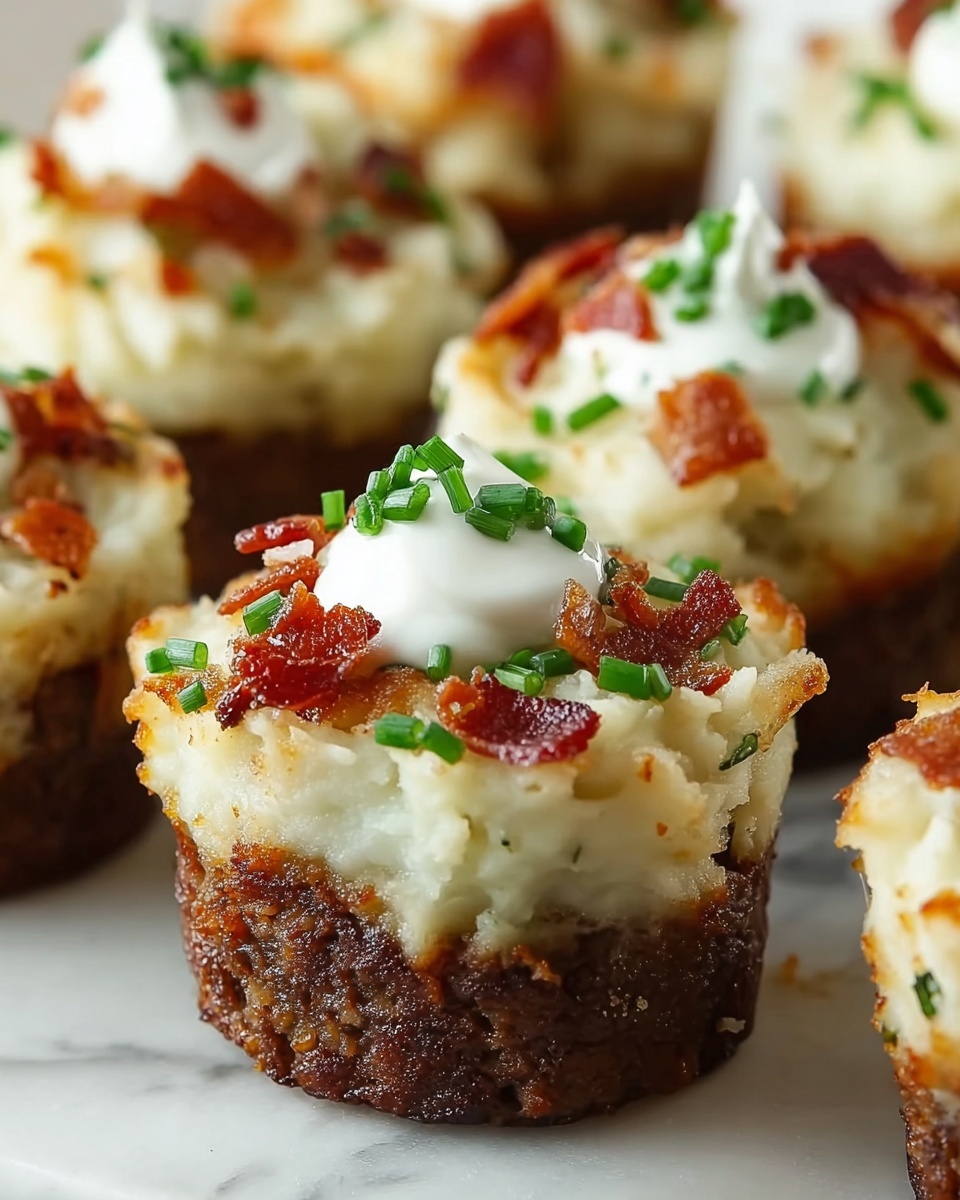 Mini Meatloaf Muffins with Mashed Potato Frosting Recipe - Recipe Image
