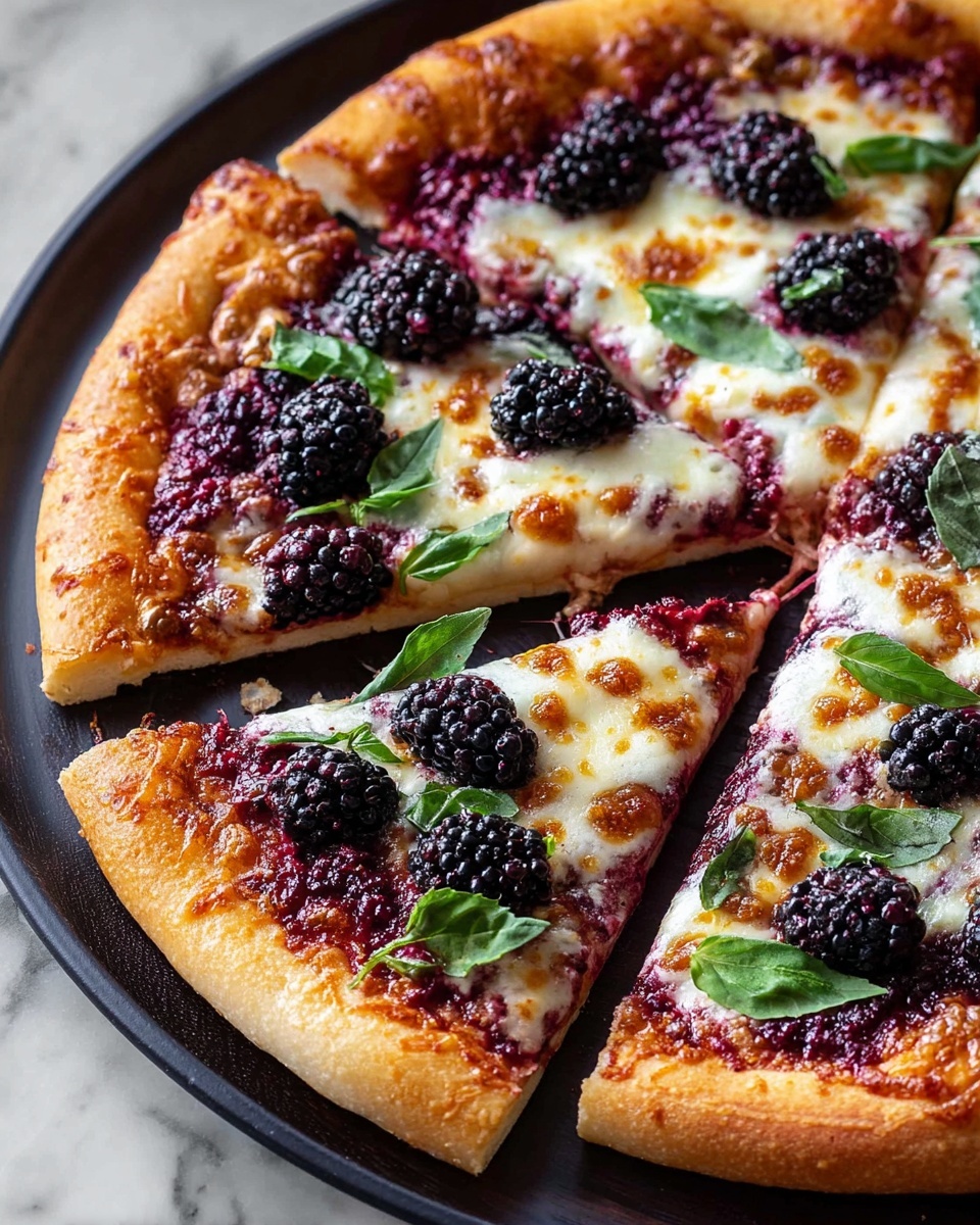 Blackberry Basil Pizza with Goat Cheese and Balsamic Glaze Recipe - Recipe Image