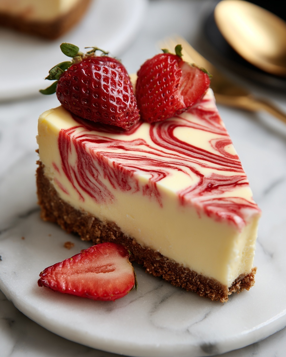 Strawberry Swirl Cheesecake Recipe - Recipe Image
