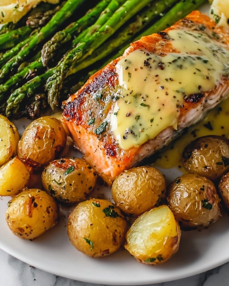 Spiced Salmon with Cheesy Asparagus & Garlic Herb Potatoes Recipe