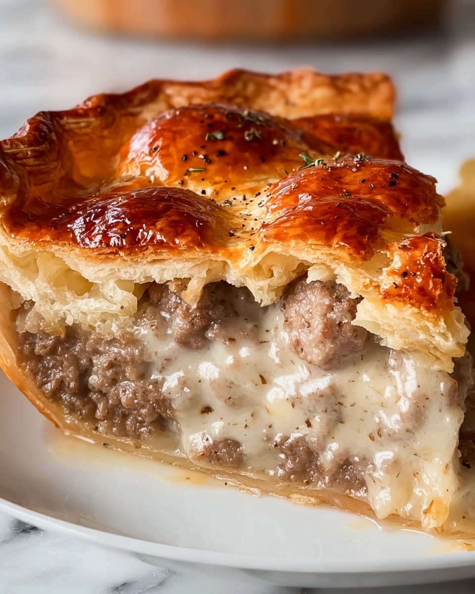 Sausage Gravy and Biscuit Pie Recipe - Recipe Image