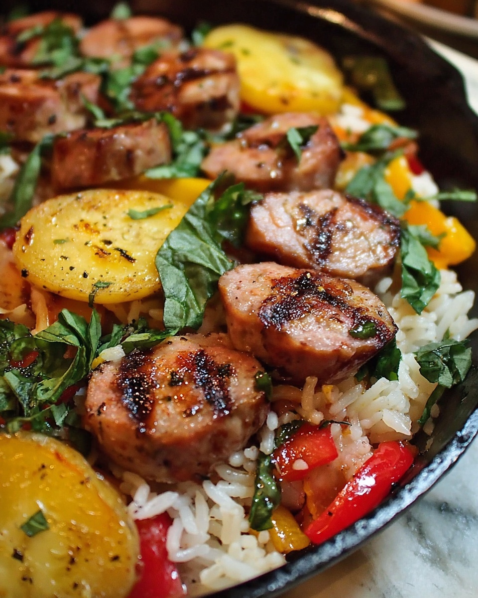 Summer Sausage Skillet with Andouille and Fresh Basil Cilantro Crema Recipe - Recipe Image