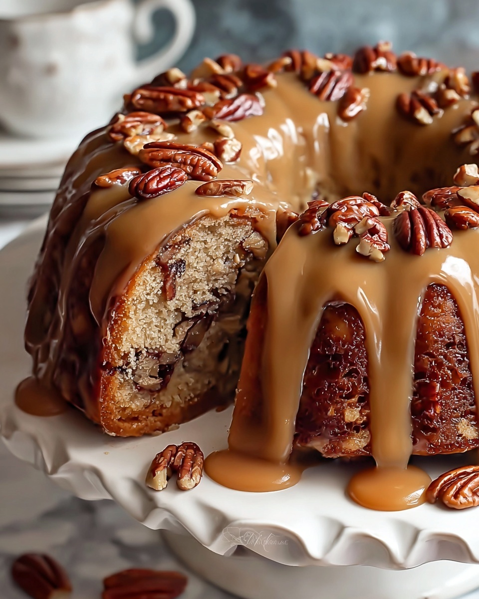 Apple Pecan Cake With Caramel Glaze Recipe - Recipe Image