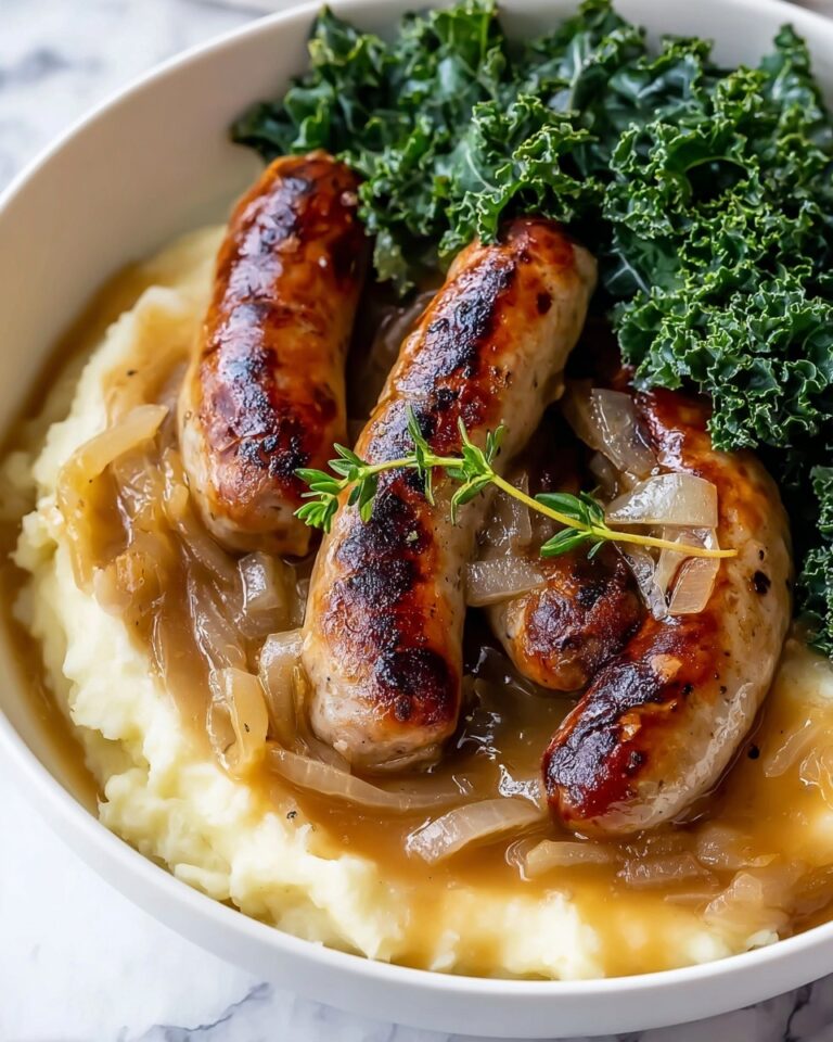 Sausages with Homemade Onion Gravy Recipe
