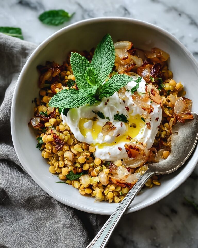 Mujaddarat Bulgur with Cucumber Mint Yogurt Recipe