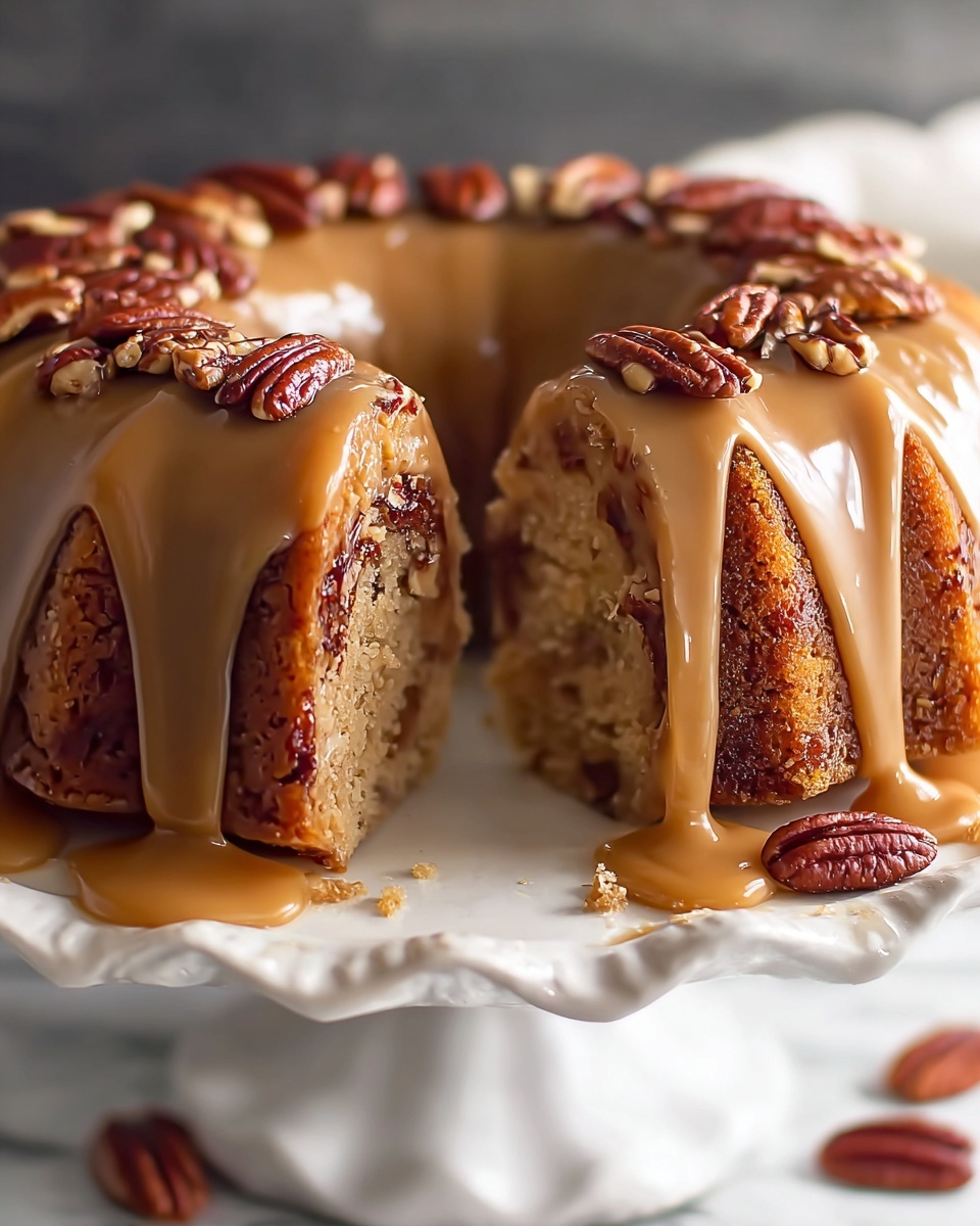 Apple Pecan Cake With Caramel Glaze Recipe - Recipe Image