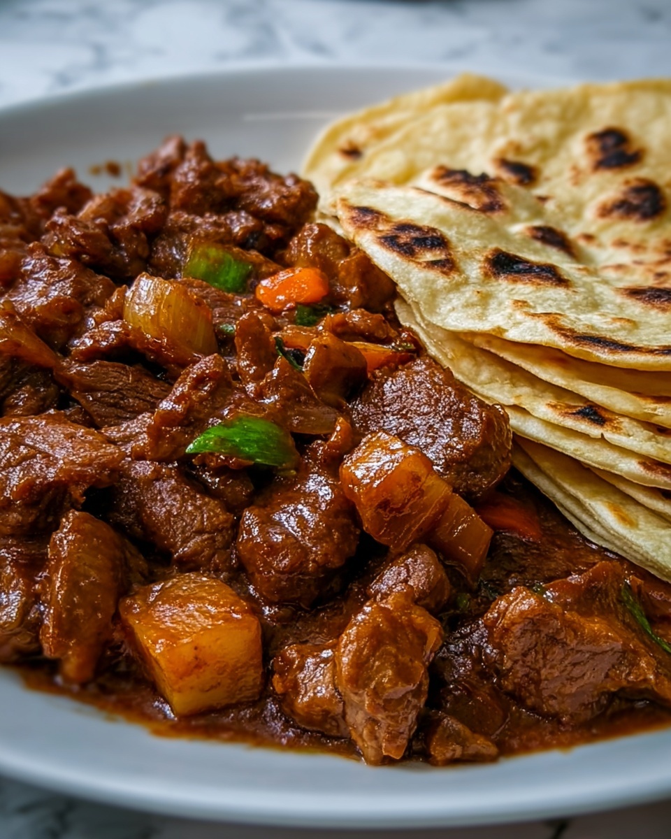 Carne Guisada with Homemade Flour Tortillas Recipe - Recipe Image