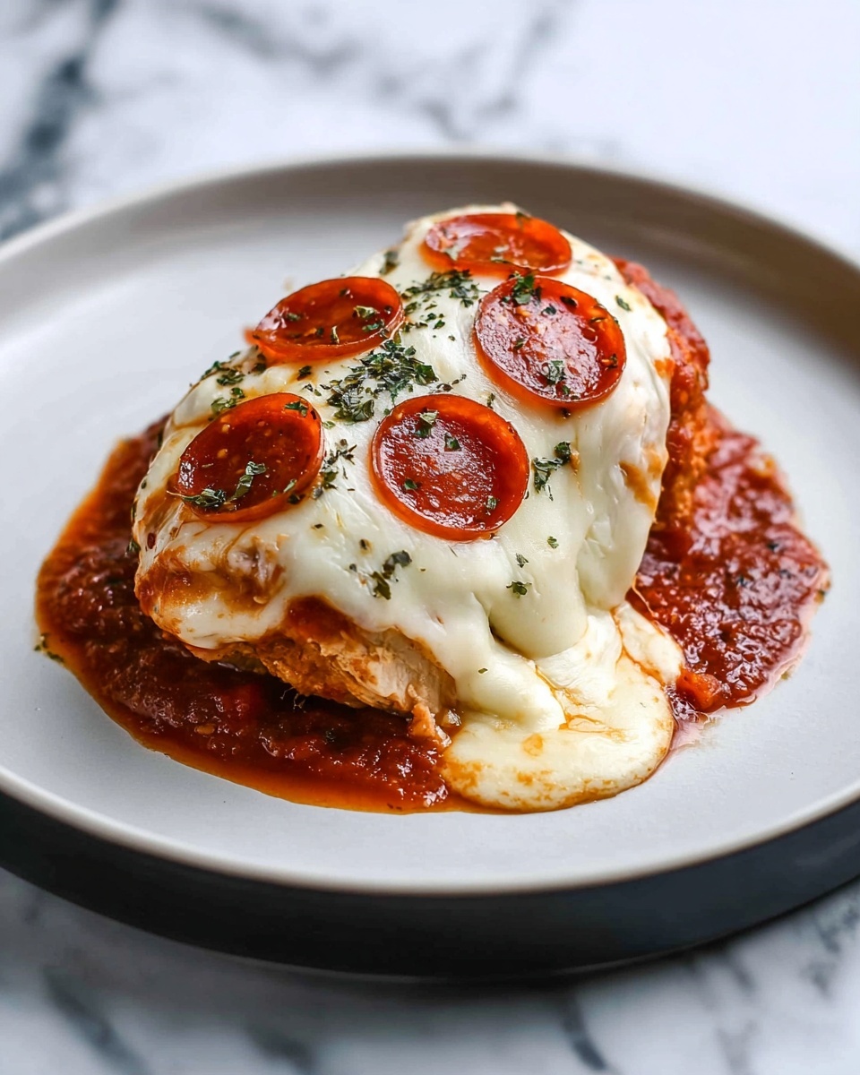Pepperoni Pizza Stuffed Chicken Bake Recipe - Recipe Image