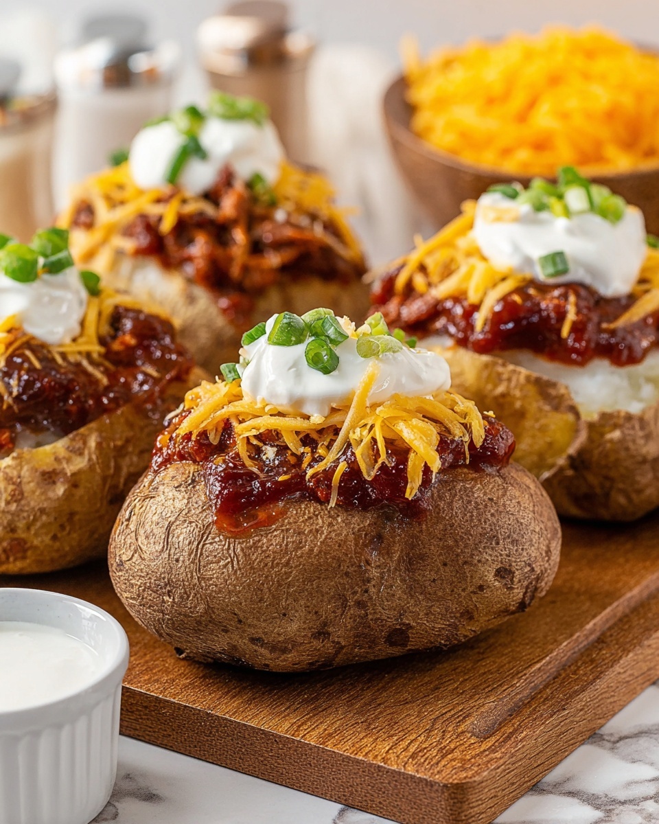 Slow Cooker BBQ Chicken Loaded Baked Potatoes Recipe - Recipe Image