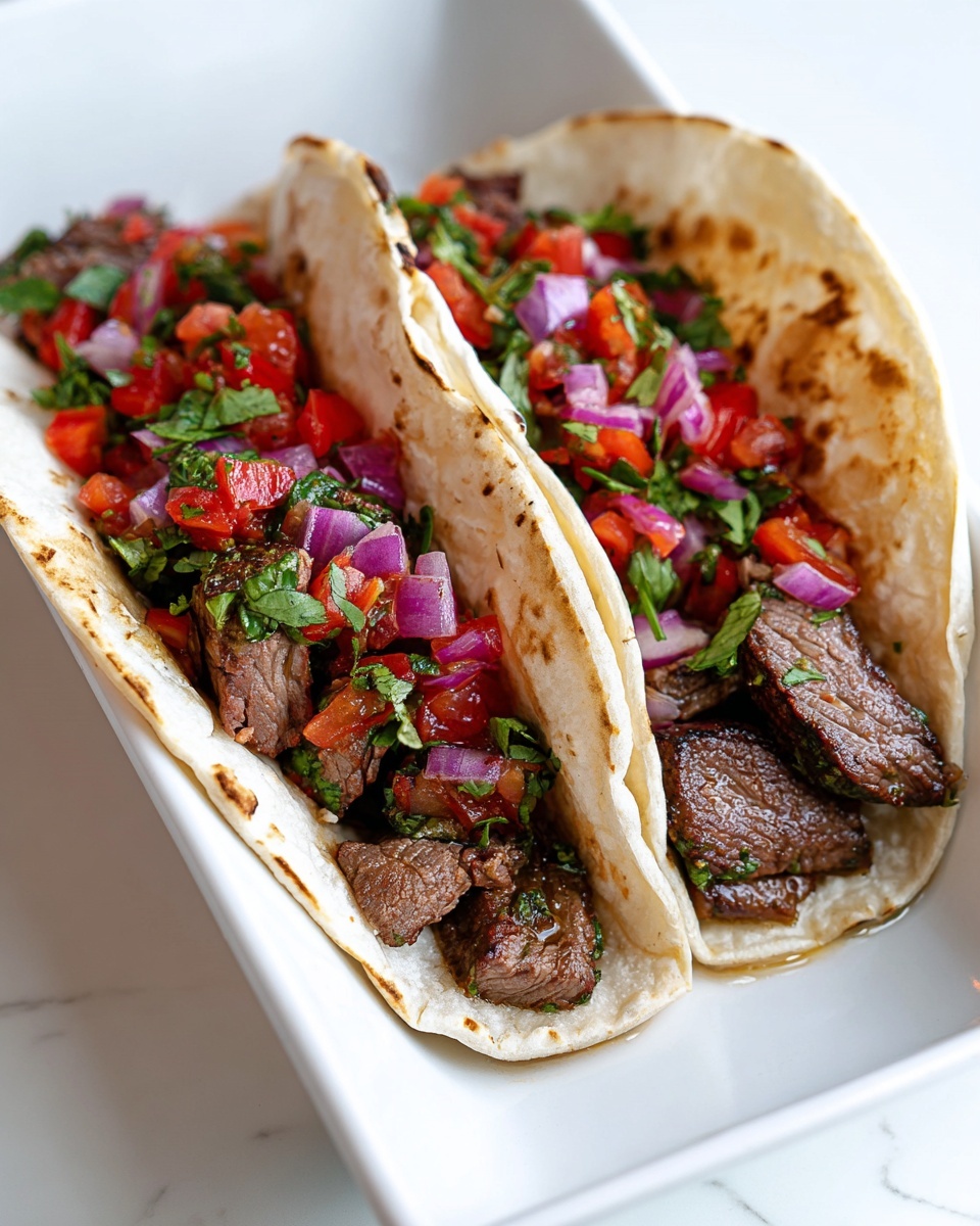 Steak Tacos with Fresh Tomato, Avocado, and Cilantro Recipe - Recipe Image