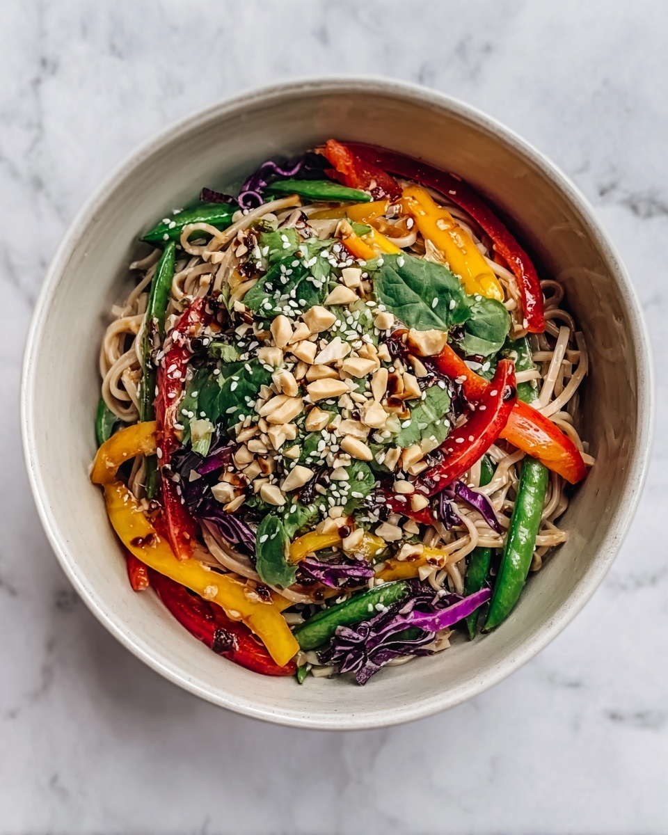 Vegan Rainbow Noodle Salad with Fresh Vegetables Recipe - Recipe Image