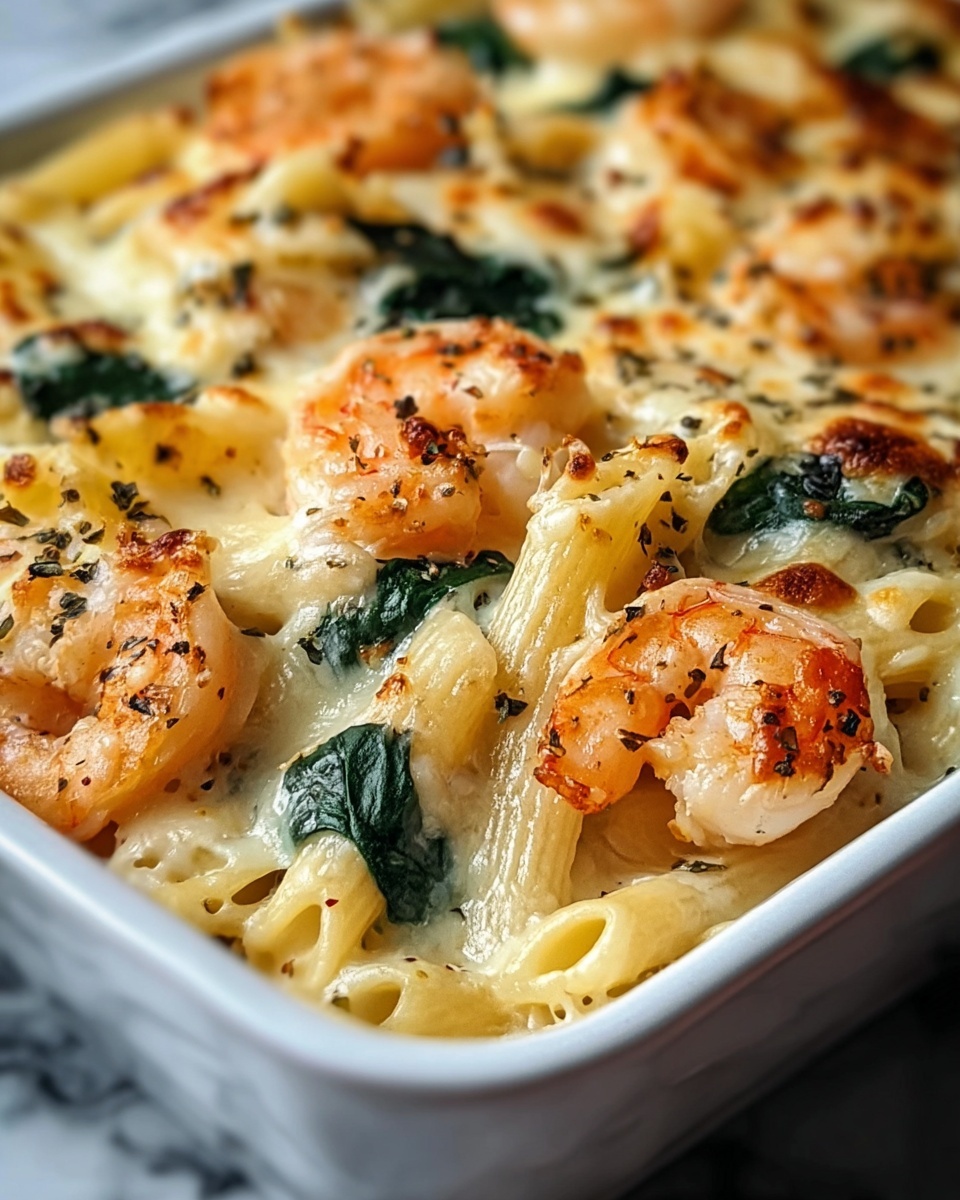 Cheese Shrimp Penne Pasta & Spinach Recipe - Recipe Image